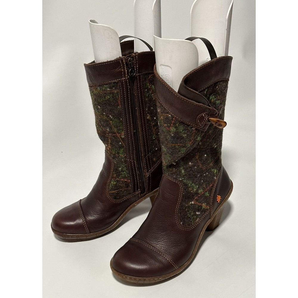 THE ART COMPANY COMFORT BOOTS ANKLE/MID CALF BROWN LEATHER /WOOL SZ 38 US 8 - Picture 5 of 16